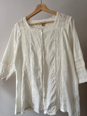 Cream Light Cotton & Lace April Cornell Blouse